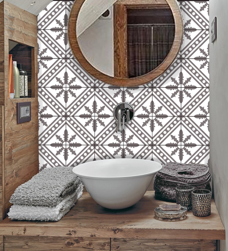 Tile Sticker Kitchen Bath Floor Wall Waterproof Removable L N Stick A69g Gray
