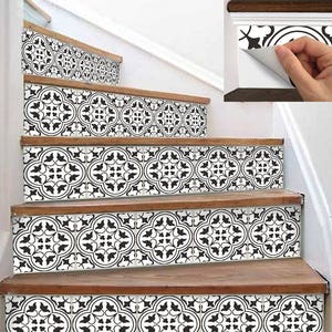 15steps Stair Riser Vinyl Strips Autocollant amovible Peel & Stick : M024b