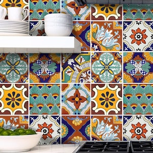 Tile Stickers for Kitchen Bath or Floor Waterproof  Tr008 Spanish Mexican Talavera TR008