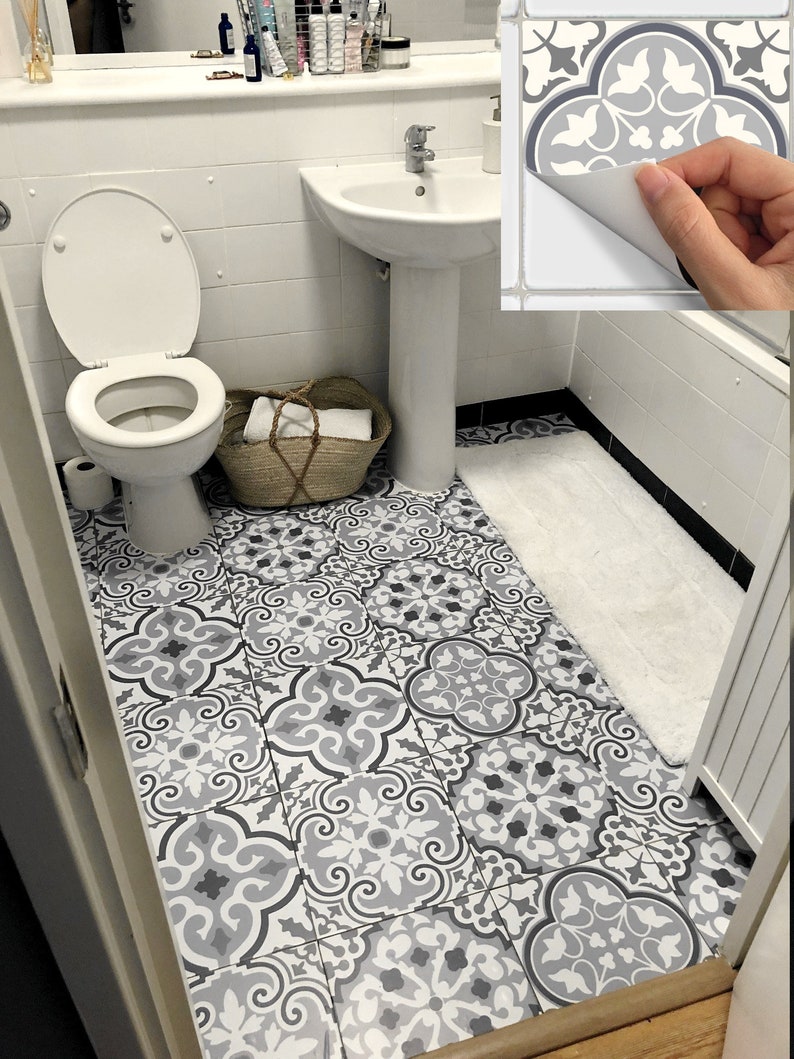 Tile Stickers Waterproof Removable Backsplash Bathroom Floor Vinyl Bmix6