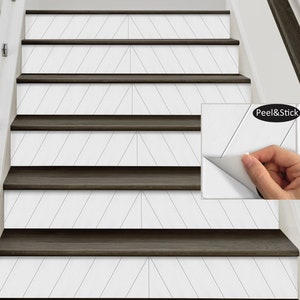 15 stroken trapverhoger vinyl sticker verwijderbare sticker peel & stick: B002 beadboard flap gebroken wit