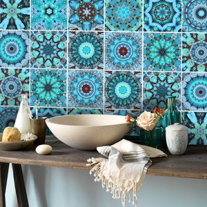 Wall Tile Decals Vinyl Sticker WATERPROOF Tile or Wallpaper for Kitchen Bath: ART001