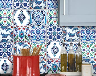 Tile Stickers Vinyl Decals for backsplash kitchen or bath or floor :  Turkish Patchwork TK001