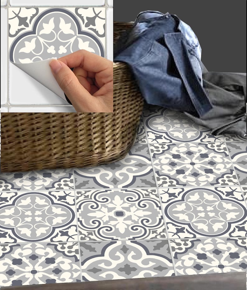 Tile Stickers Waterproof Removable Backsplash Bathroom Floor Vinyl Bmix6