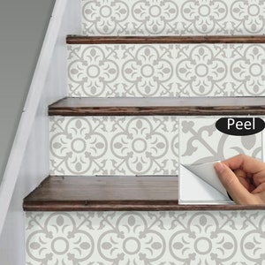 Tiras de vinilo para contrahuellas de escalera, 15 escalones, adhesivo extraíble, despegar y pegar: A62 gris