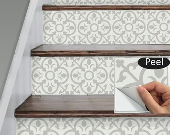 Stair Riser Vinyl Strips 15 steps Removable Sticker Peel & Stick: A62 Grey