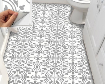 Tile Stickers Vinyl Decal WATERPROOF REMOVABLE for kitchen bath wall floor or stair: M029 gray