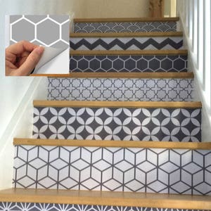 Stair Riser Vinyl Strips Removable Sticker Peel & Stick 15 strips : S005 Gray