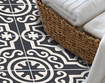 Tile Sticker for Kitchen, bath, floor, wall Waterproof & Removable Peel n Stick: W002Q Black
