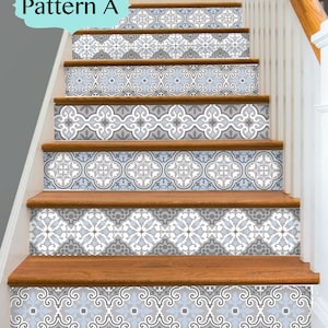 15steps Stair Riser Vinyl Strips Removable Sticker Peel & Stick : Barcelona Bmix3-A Blues