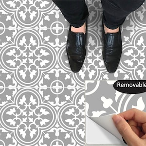 Tile Stickers Vinyl Decal WATERPROOF REMOVABLE for kitchen bath wall floor or stair: M028 gray
