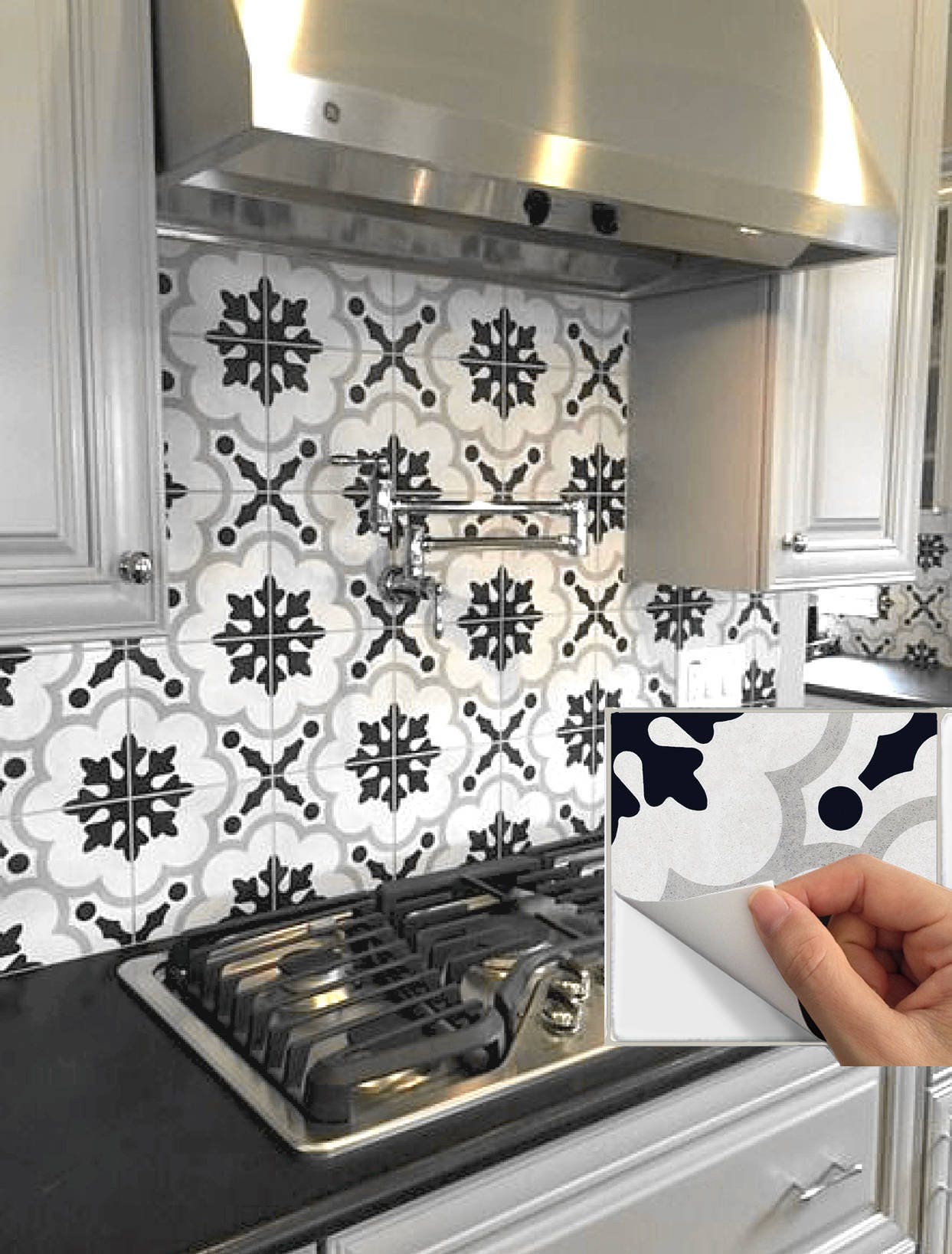 Adhesivo para azulejos para cocina Backsplash suelo de baño Adhesivo de  vinilo extraíble e impermeable : M001 Marrakech Grey -  México