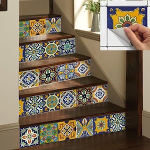 Tile Stickers Vinyl Decal WATERPROOF REMOVABLE for kitchen bath WAL floor or stair:  Mexican Mix Decals Tr002