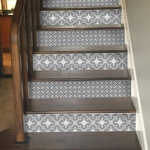 Stair Riser Vinyl Strips Removable Sticker Peel & Stick for 15 steps  :T188 GreyDuo