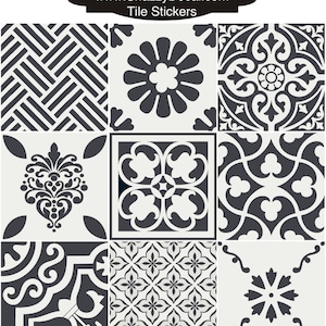 Tile Decals - Tiles for Kitchen/Bathroom Back splash/Floor: Wmix2 Black and off-white