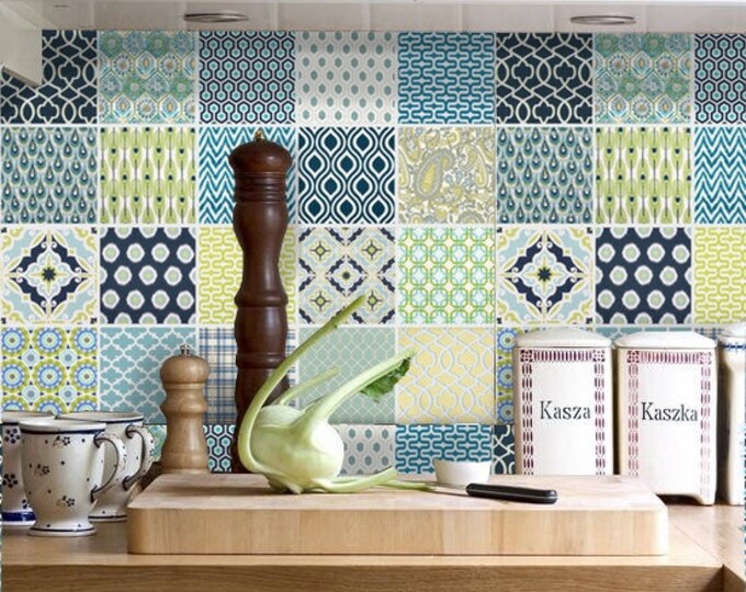 Tile Stickers Vinyl Decal WATERPROOF REMOVABLE for Kitchen Etsy