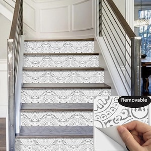 Stair Riser Vinyl Strips Removable Sticker Peel & Stick for 15 steps A72G Gray