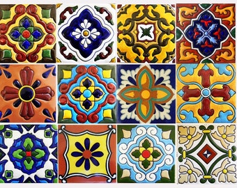 Vinilo adhesivo para azulejos de cocina y baño: mezcla de estilos mexicano y español TR001