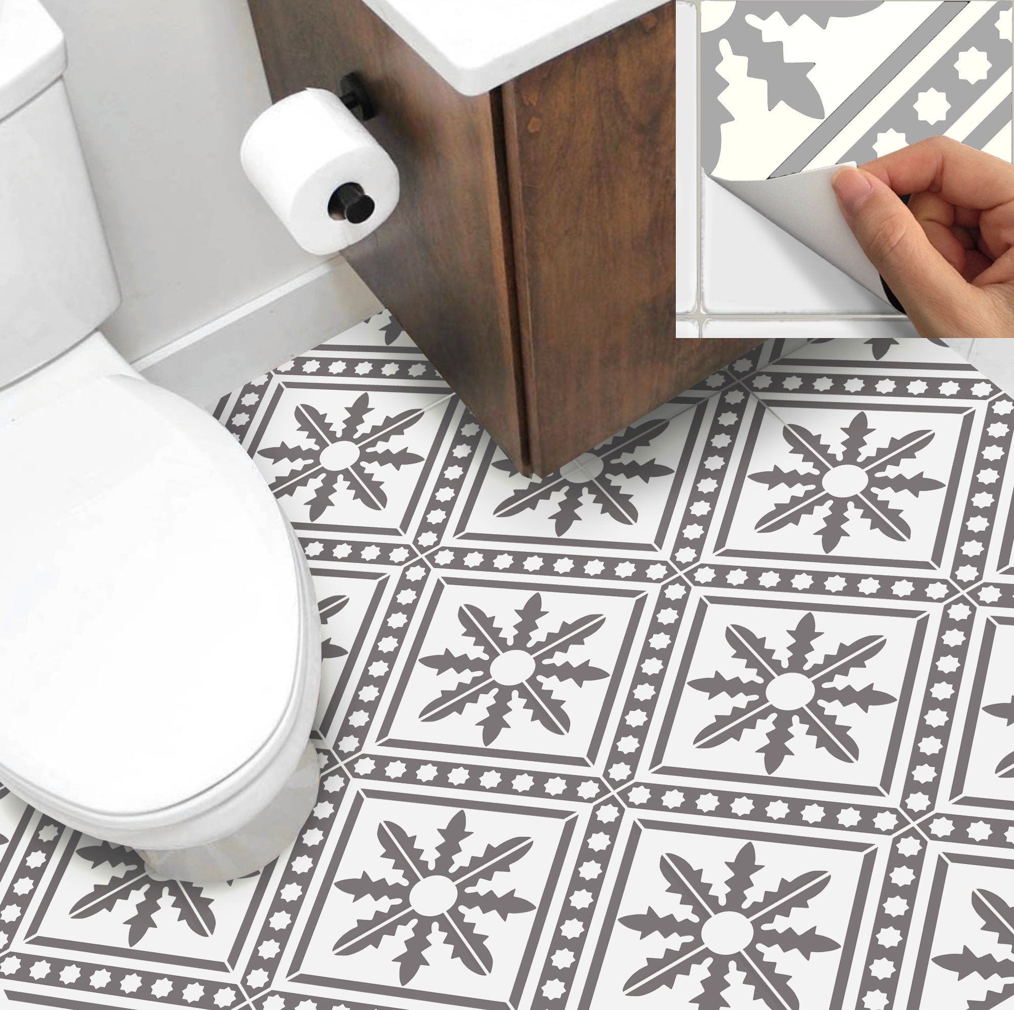 1 set / 6 pezzi adesivi murali creativi in &8203&8203pasta di piastrelle  cucina decorazione del pavimento del bagno (tipo E 6 pezzi)