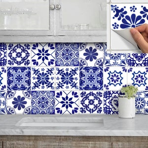 Tile Stickers Vinyl Decal WATERPROOF REMOVABLE for kitchen bath wall floor or stair: Tr007 ChinaBlue