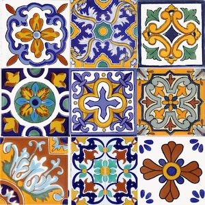 Tile Stickers for Kitchen Bath or Floor Waterproof  Spanish Mexican Talavera TR006
