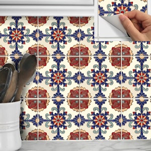 Tile Stickers removable decal for Kitchen Bathroom or Floor :  Mexican Spanish Talavera Tr301