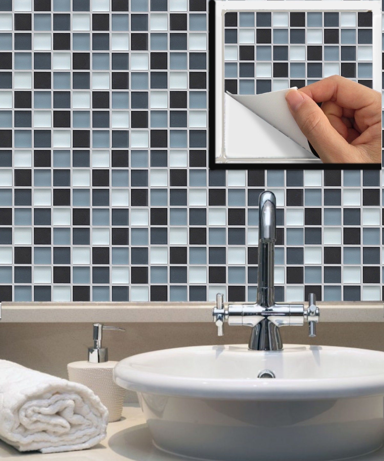 Kit 48 vinilos para azulejos de baños en tonos sepia