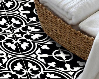 Floor Tile Stickers Vinyl Decal WATERPROOF REMOVABLE for kitchen bath M027Black