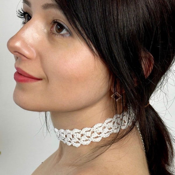 White collar Wedding choker necklace Day choker White choker necklace Lace collar choker cotton Party accessory Lace handmade neck jewelry