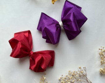 Satin bow hair clip Butterfly hair clip Satin hair bow Ribbon hair clip burgundy hair bow Christmas Back to school hair bow Flower girl clip