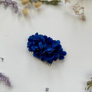 Navy Hydrangea Hair Comb: Floral Wedding Hairpiece