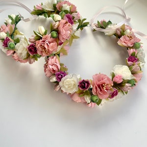Dusty Rose Flower Crown: Mom Daughter Matching Headbands