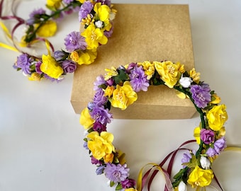Yellow & Lilac Flower Crown: Spring Wedding Headband