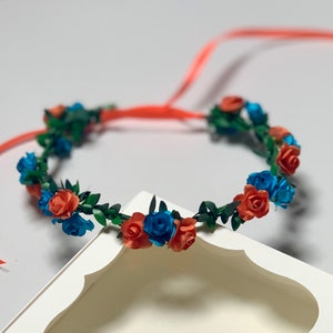 Burnt Orange & Teal Flower Crown: Fall Wedding Headband