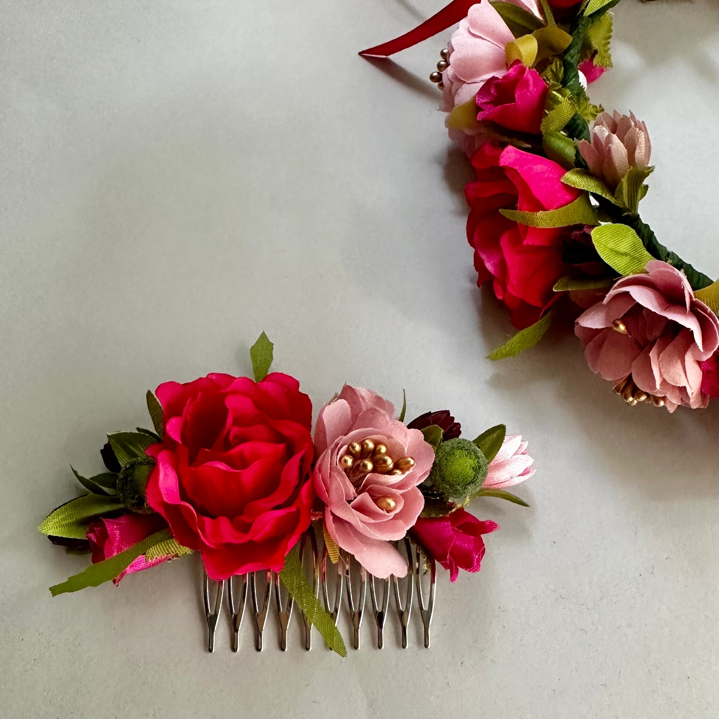 Red Flower Comb - Etsy display picture 1