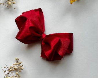 Burgundy bow hair clip Satin hair bow Dark red bow hair clip Maroon bow barrette Back to school Bow for  Flower girl