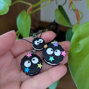 Cute susuwatari charm, Susuwatari phone charm, cute, Soot sprite charm, tiny susuwatari, tiny soot sprite,