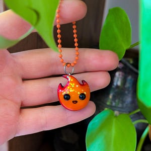 Double-sided Calcifer charm, Cute Calcifer charm, Adorable Calcifer charm, Kawaii Calcifer charm, Howl&#39;s moving castle art, cute fire demon