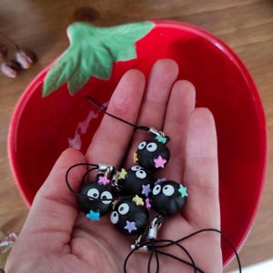 Cute Susuwatari charm, Susuwatari phone charm, cute soot sprite charm, tiny susuwatari, tiny soot sprite charm, Susuwatari art