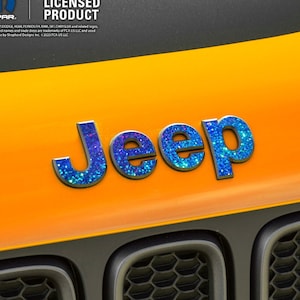 Holografiska paljetter Jeep emblem klistermärke dekal, Wrangler JK, TJ, JL, Gladiator, Renegade, Cherokee, Grand Cherokee, Compass, Liberty, Patriot bild 3