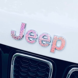 Holographic Sequins Jeep Emblem Sticker Decal, Wrangler JK, TJ, JL, Gladiator, Renegade, Cherokee, Grand Cherokee, Compass, Liberty, Patriot
