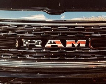 DC5A American Flag Decals in Matte Black for side windows Ram Truck 1500//2500 Crew Cab