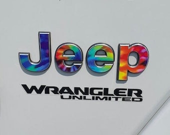 Emblema adhesivo con diseño tie-dye para Jeep, Wrangler JK TJ JL, Gladiator, Renegade, Cherokee, Grand Cherokee, Compass, Liberty, Patriot.