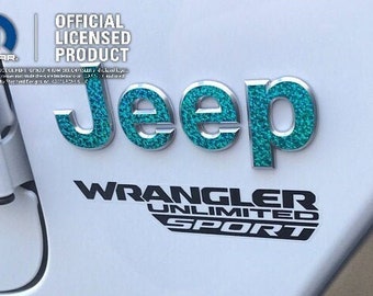 Holographic Sequins Jeep Emblem Sticker Decal, Wrangler JK, TJ, JL, Gladiator, Renegade, Cherokee, Grand Cherokee, Compass, Liberty, Patriot