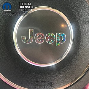 Holographic Sequins Steering Wheel Jeep Sticker Decal, Wrangler JK, JL, Gladiator, Renegade, Grand Cherokee, Compass, Patriot