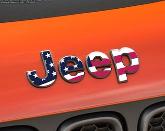 American Flag Jeep Decal Emblem, Jeep Wrangler JK TJ JL, Gladiator, Renegade, Cherokee, Grand Cherokee, Compass, Liberty, Patriot, Sticker