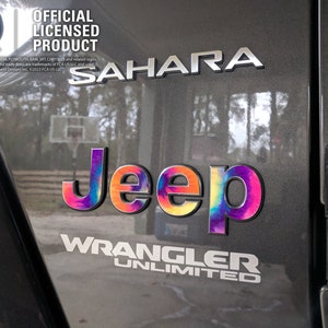 Jeep Tie Dye Decal Emblem Decal, Wrangler JK TJ JL, Gladiator, Renegade, Cherokee, Grand Cherokee, Compass, Liberty, Patriot, Sticker image 1