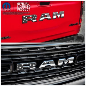 RAM 1500 Grey American Flag Decal Sticker Gray