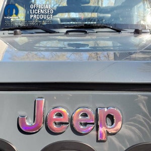 Holografisch chroom - Jeep Wrangler JK JKU Grill embleem overlay sticker sticker spiegel | Sahara, commandant, vrijheid