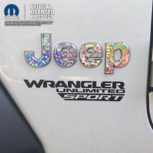 Holographic Crystal - Jeep Wrangler JL 2018 2019 2021 Gem Glitter Decal Fender Emblem Overlay | Sahara, JLU, Unlimited, Rubicon, Gladiator